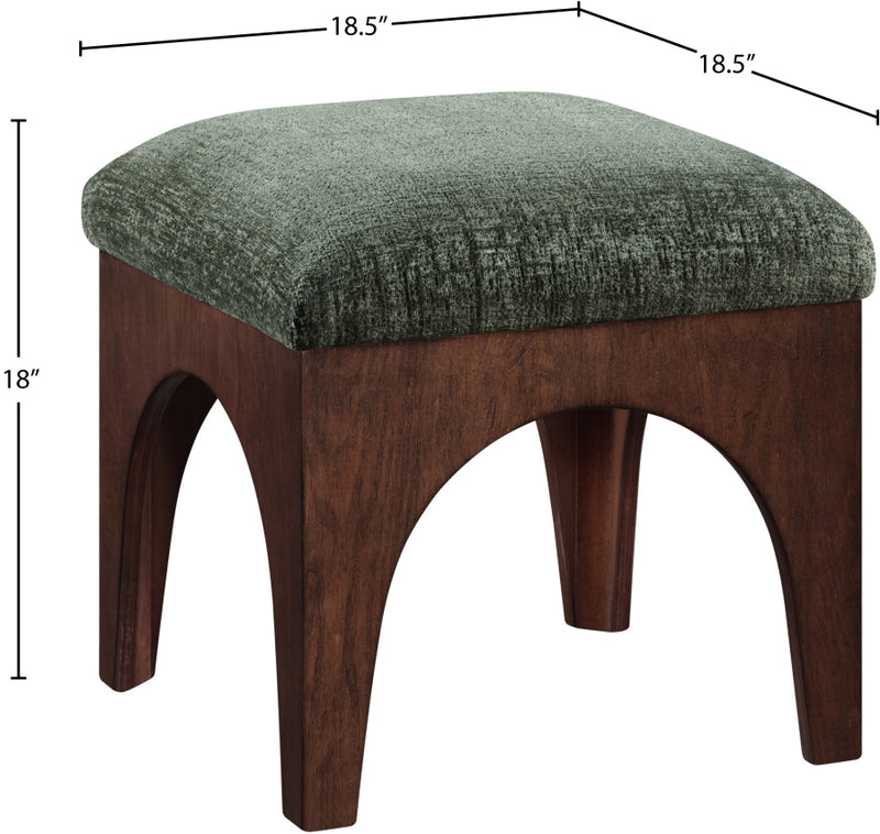 Lawson Chenille Fabric Upholstered Ottoman in Green - 22033Green