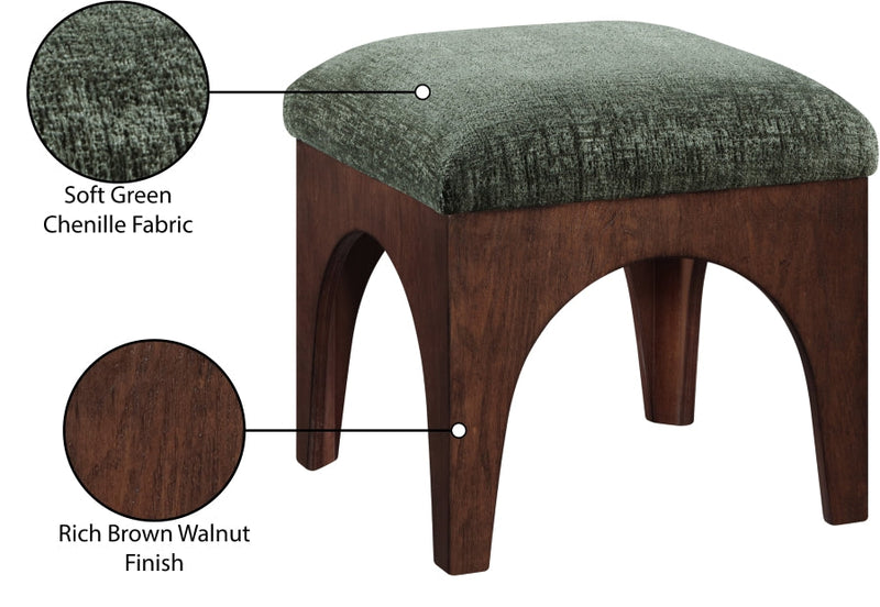 Lawson Chenille Fabric Upholstered Ottoman in Green - 22033Green