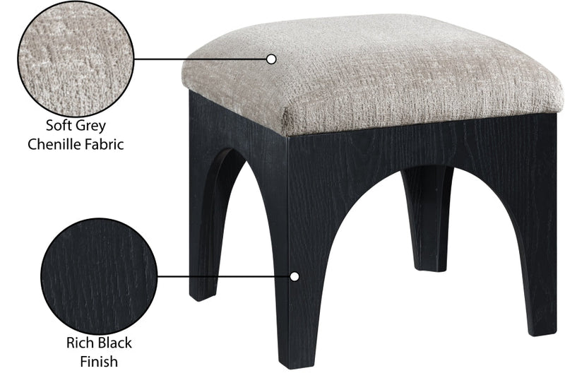 Lawson Chenille Fabric Upholstered Ottoman in Grey - 22032Grey