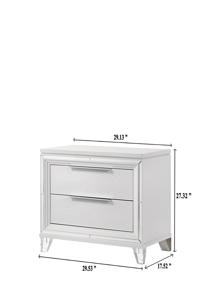 Lazare - 2 Drawers White Nightstand - B201-N