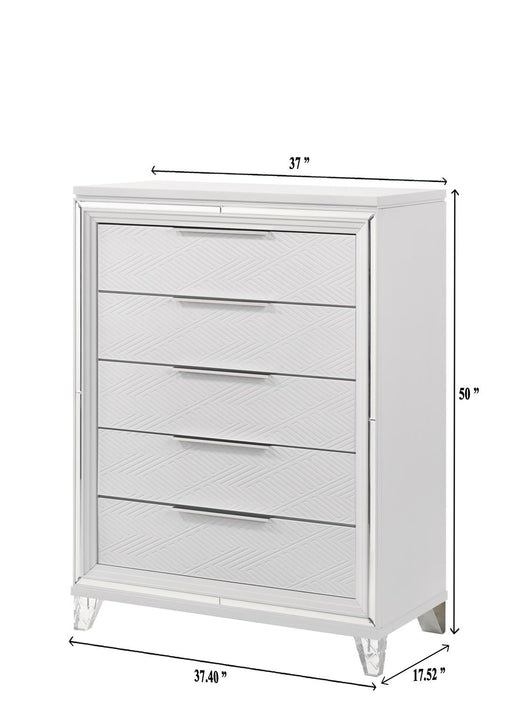 Lazare - 5 Drawers White Chest - B201-C