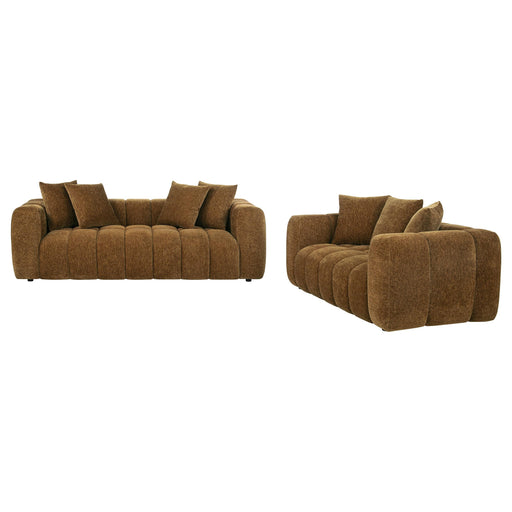 Lazaro 2-piece Fabric Upholstered Wide Channel Sofa Set Bronze - 511081-S2