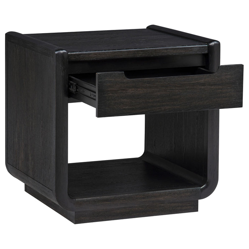 Leandro 1-drawer Wood Occasional Side End Table Burnished Black - 704637