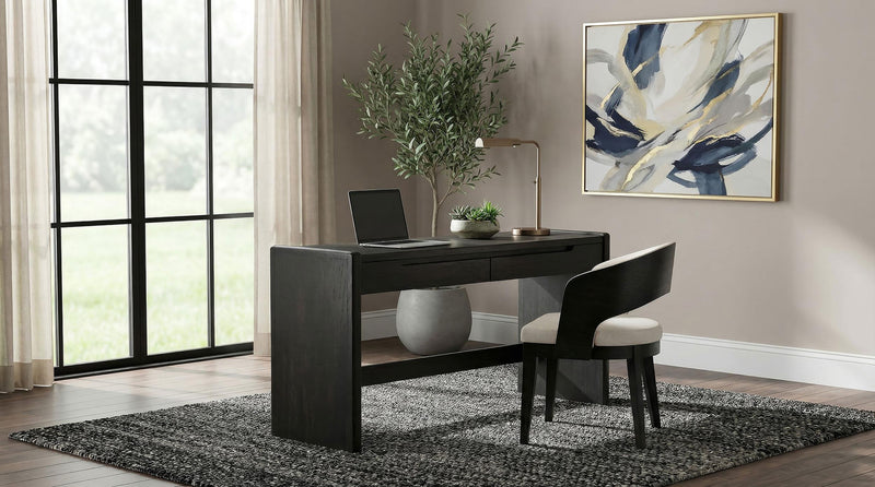 Leandro 2-drawer Home Office Writing Desk Burnished Black - 800790