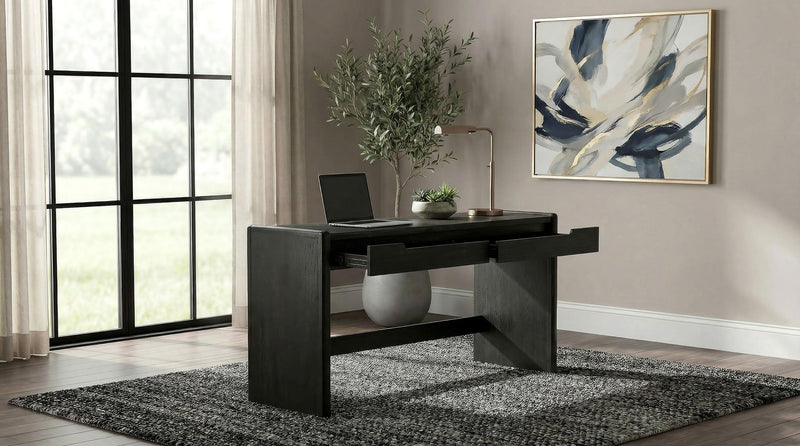 Leandro 2-drawer Home Office Writing Desk Burnished Black - 800790
