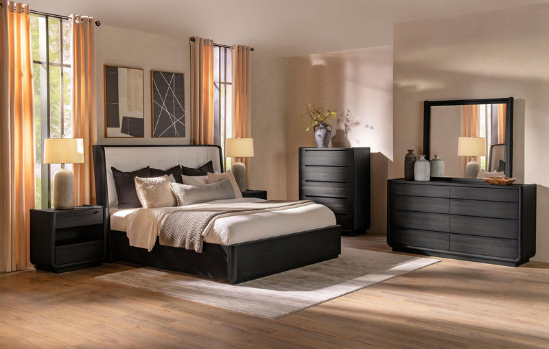 Leandro 2-drawer LED Nightstand with USB Burnished Black - 222492