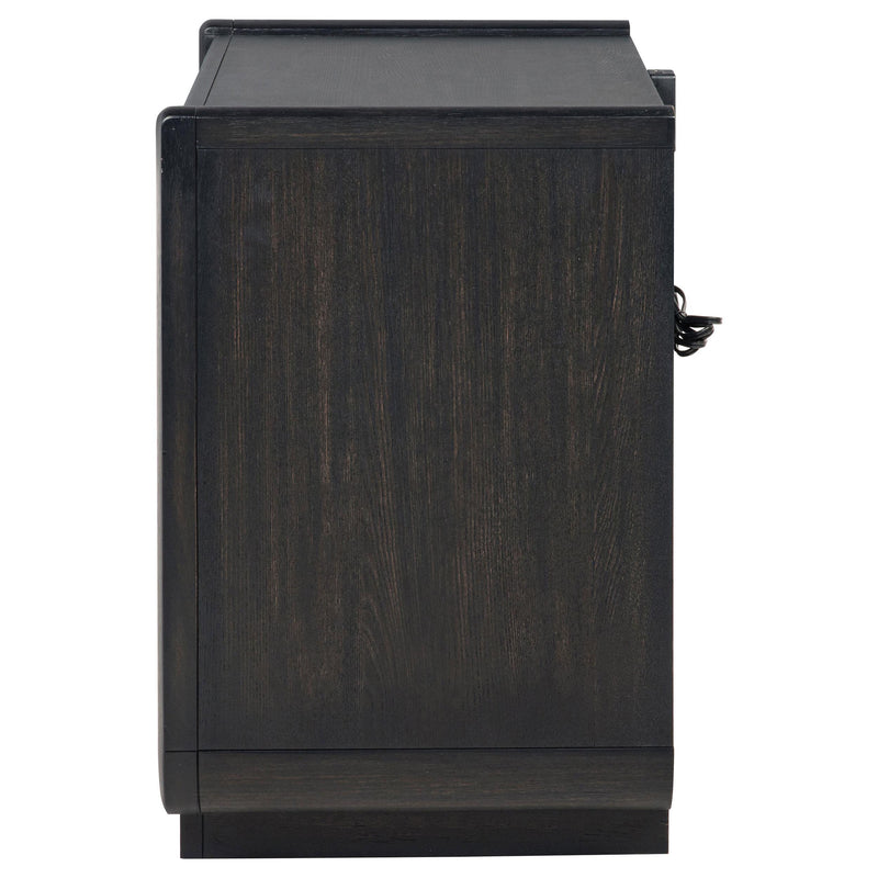 Leandro 2-drawer LED Nightstand with USB Burnished Black - 222492