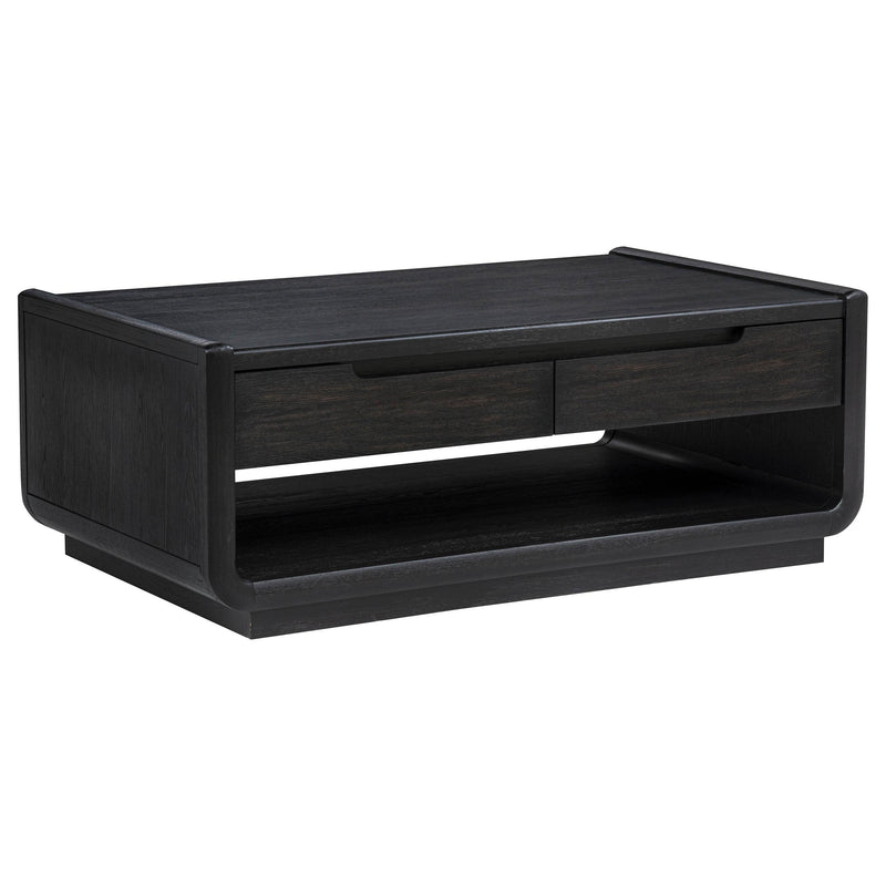 Leandro 2-drawer Wood Cocktail Coffee Table Burnished Black - 704638