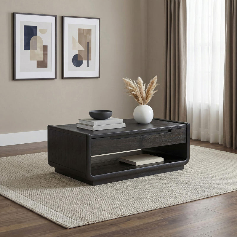 Leandro 2-drawer Wood Cocktail Coffee Table Burnished Black - 704638