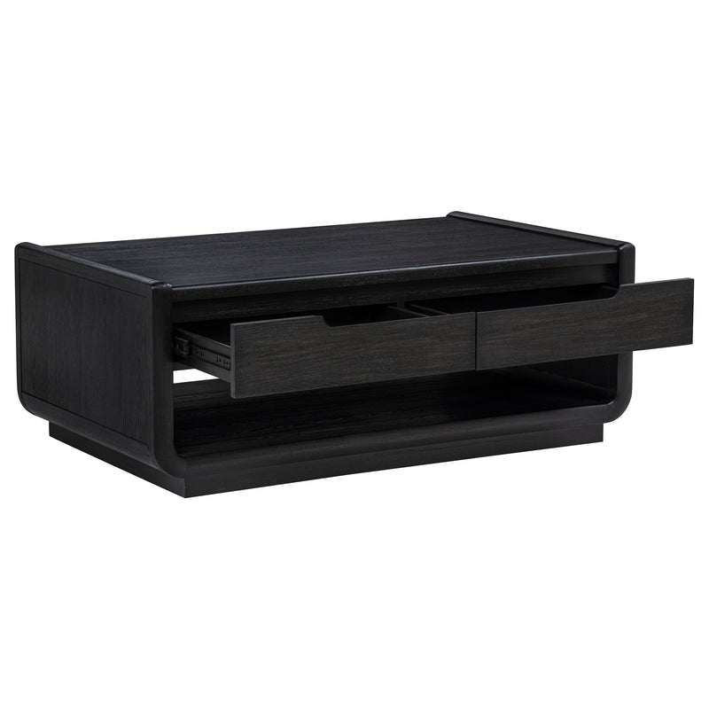 Leandro 2-drawer Wood Cocktail Coffee Table Burnished Black - 704638