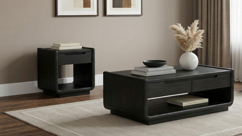 Leandro 2-piece Wood Coffee and End Table Set Burnished Black - 704638-S2