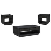 Leandro 3-piece Wood Coffee and End Table Set Burnished Black - 704638-S3