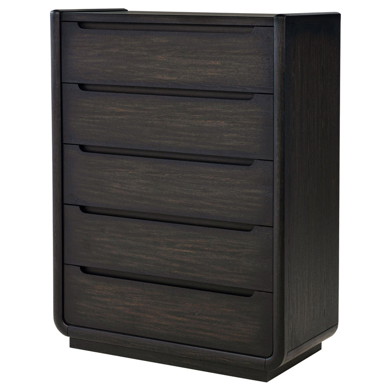 Leandro 5-drawer Bedroom Chest of Drawers Burnished Black - 222495