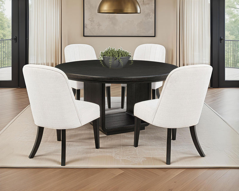 Leandro 5-piece Round Dining Table Set Burnished Black - 115390-S5
