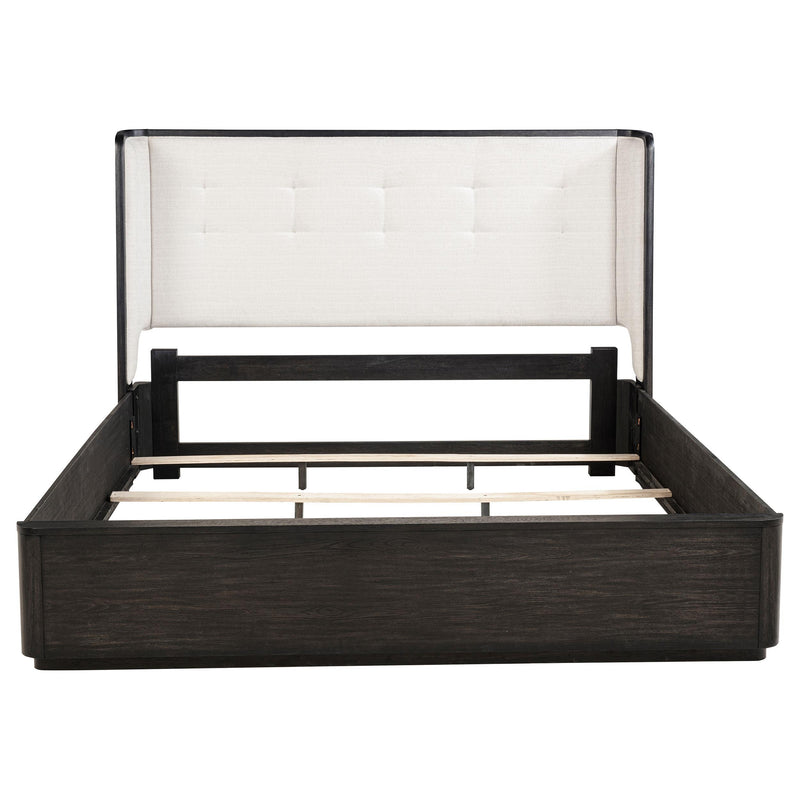Leandro 55-inch Eastern King Wingback Bed Burnished Black - 222491KE