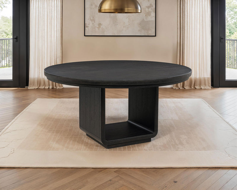 Leandro 60-inch Round Dining Table Burnished Black - 115390