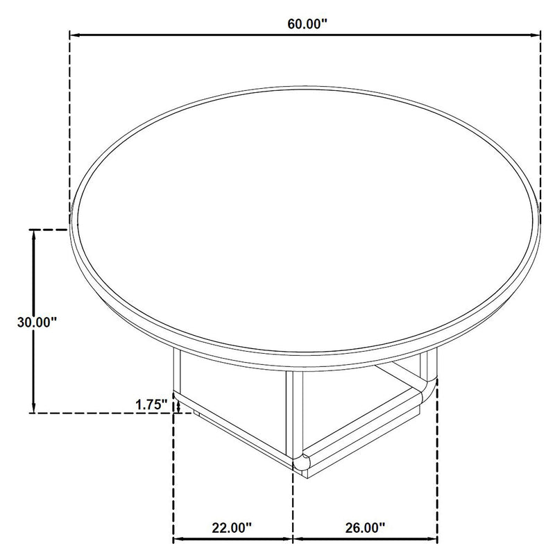 Leandro 60-inch Round Dining Table Burnished Black - 115390