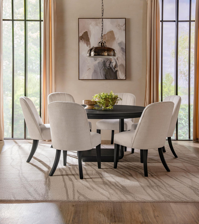 Leandro 60-inch Round Dining Table Burnished Black - 115390