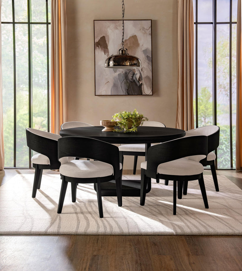 Leandro 60-inch Round Dining Table Burnished Black - 115390