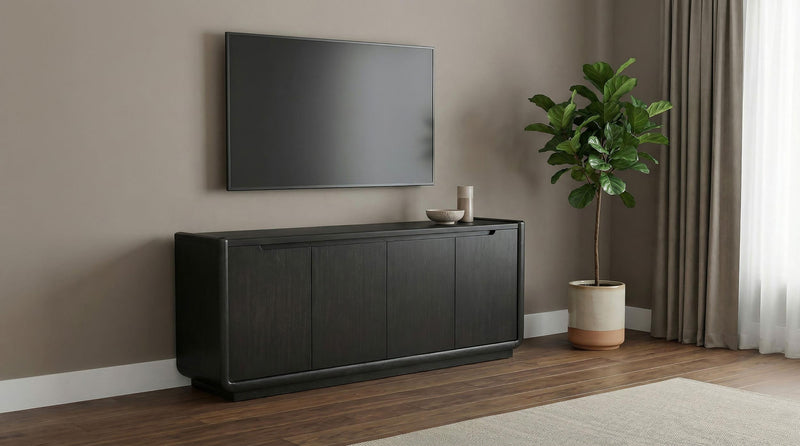 Leandro 72-inch 4-door TV Stand Media Console Burnished Black - 704633