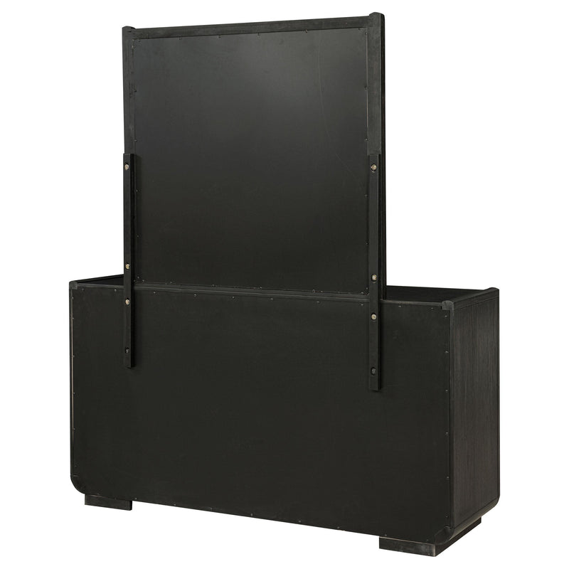 Leandro 8-drawer Bedroom Dresser with Mirror Burnished Black - 222493M
