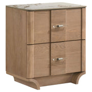 Leanne 2-drawer Sinter Stone Top Nightstand Light Oak - 223132