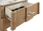 Leanne 2-drawer Sinter Stone Top Nightstand Light Oak - 223132