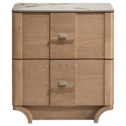 Leanne 2-drawer Sinter Stone Top Nightstand Light Oak - 223132
