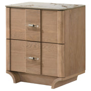 Leanne 2-drawer Sinter Stone Top Nightstand Light Oak - 223132