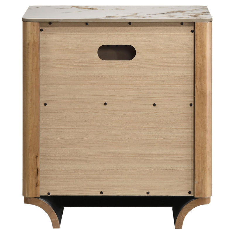 Leanne 2-drawer Sinter Stone Top Nightstand Light Oak - 223132
