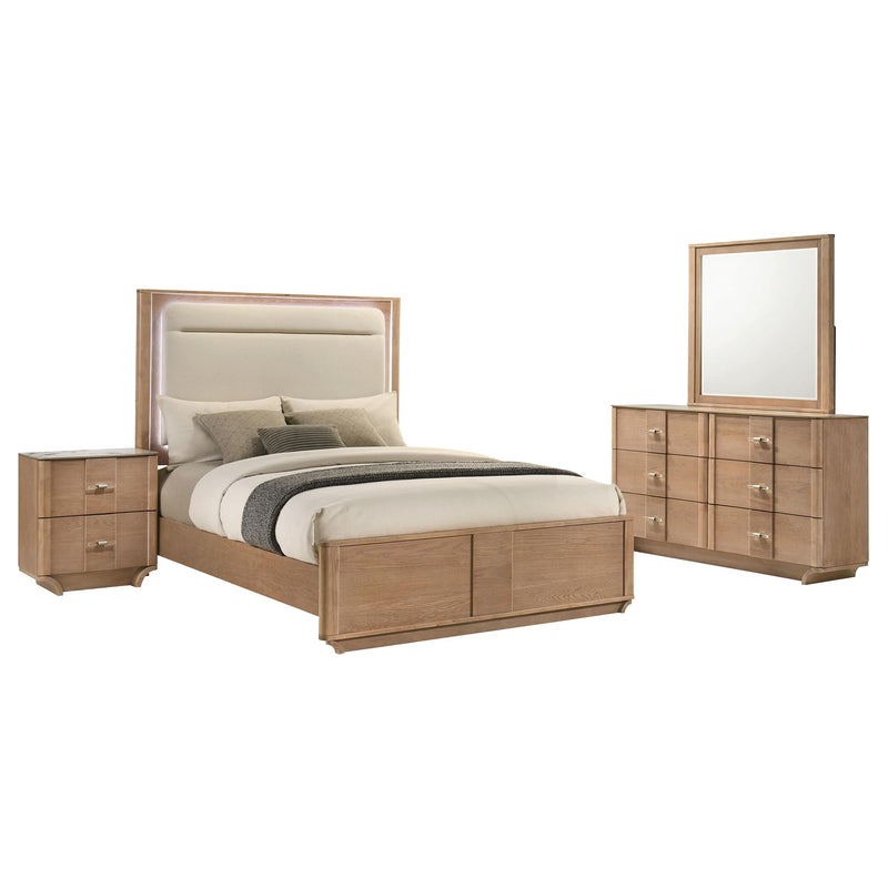 Leanne 4-piece Eastern King Bedroom Set Light Oak - 223131KE-S4