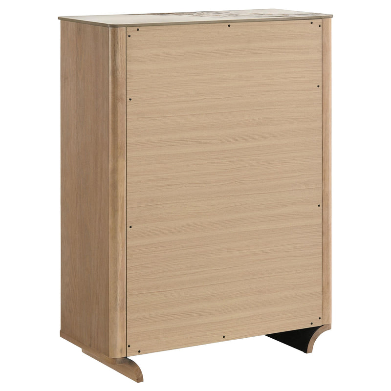 Leanne 5-drawer Sinter Stone Top Chest of Drawers Light Oak - 223135
