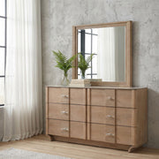 Leanne 6-drawer Sinter Stone Top Dresser and Mirror Light Oak - 223133M