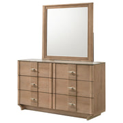 Leanne 6-drawer Sinter Stone Top Dresser and Mirror Light Oak - 223133M