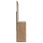 Leanne 6-drawer Sinter Stone Top Dresser and Mirror Light Oak - 223133M