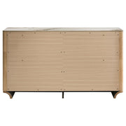 Leanne 6-drawer Sinter Stone Top Dresser Cabinet Light Oak - 223133