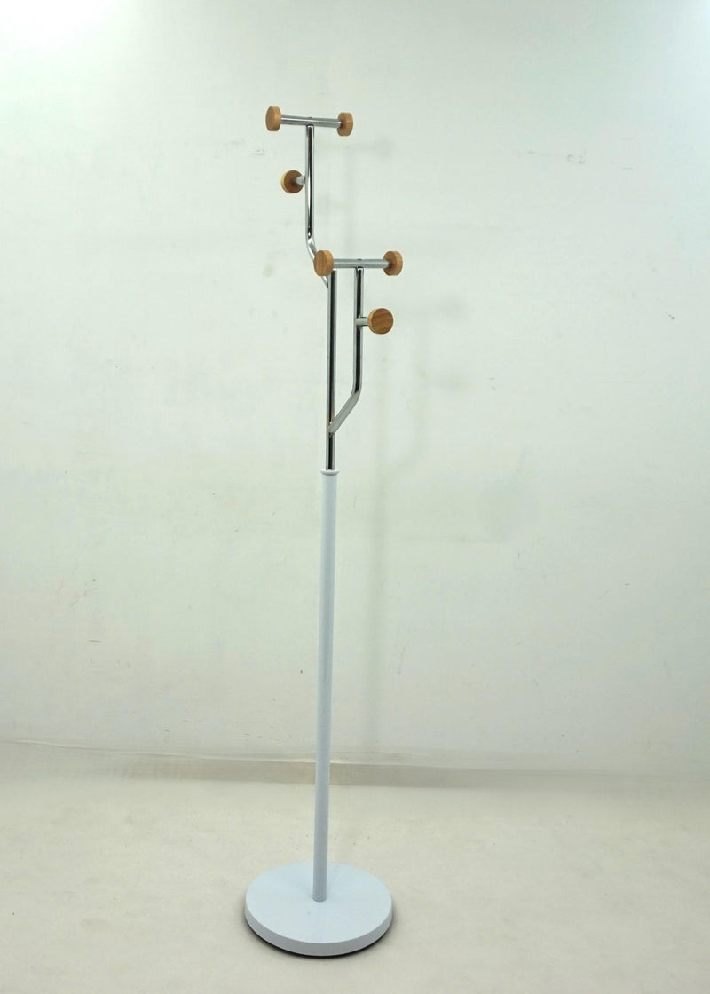 Leblanc Freestanding Metal Coat Rack with Tiered Hooks in White - 980008