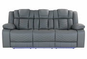 U7068 Grey 10 Power Reclining Sofa/Power Console Reclining Loveseat With Led - U7068-GREY 10-PRS/PCRLS W/LED