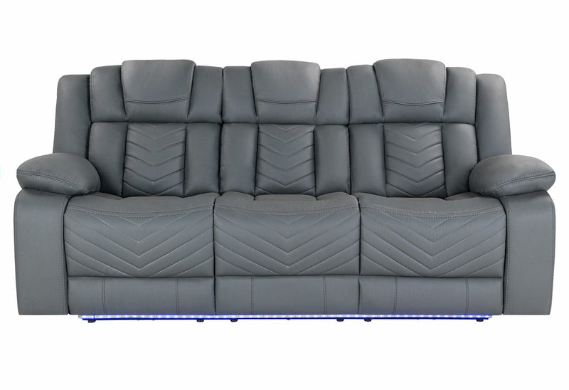 U7068 Grey 10 Power Reclining Sofa/Power Console Reclining Loveseat/Power Recliner W/Led - U7068-GREY 10-PRS/PCRLS/PR W/LED