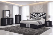 Optimus Black Queen Bed Group - OPTIMUS-BLK/GRY-QBG W/LED