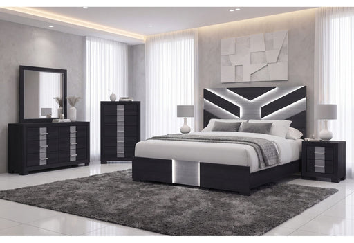 Optimus Black Queen Bed Group - OPTIMUS-BLK/GRY-QBG W/LED