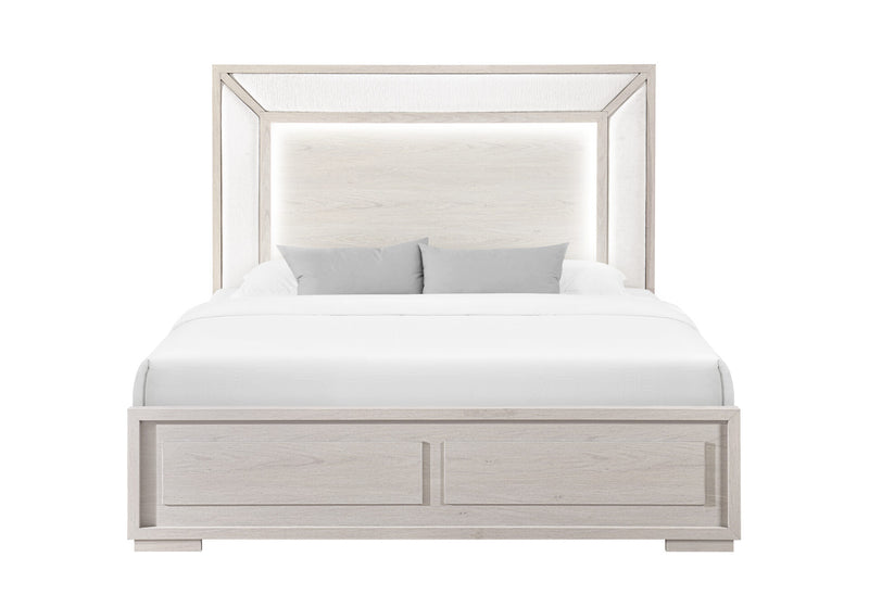 Clara Beige Queen Bed With Led - CLARA-BEIGE-QB W/LED