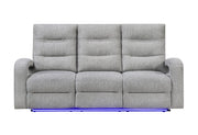 U6611 Grey 15 Power Reclining Sofa With Led - U6611-GREY 15-PRS W/LED