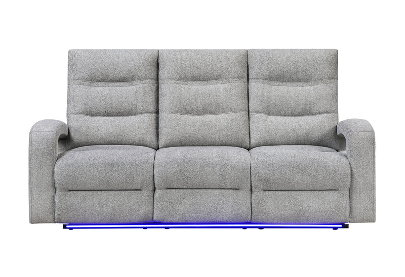 U6611 Grey 15 Power Reclining Sofa With Led - U6611-GREY 15-PRS W/LED