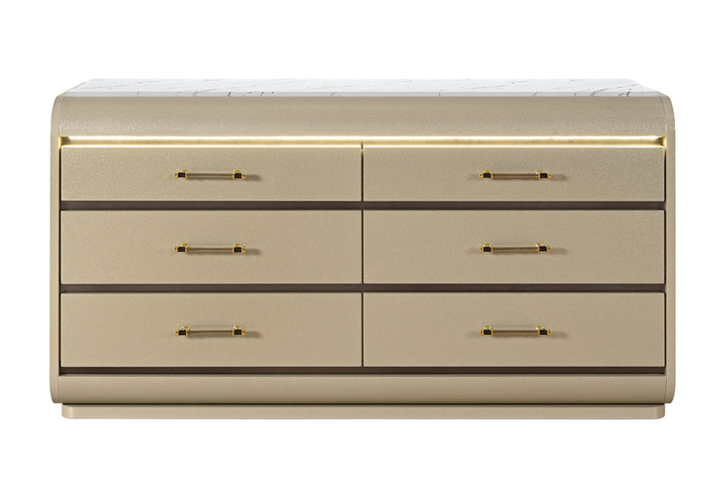 Genesis Gold Dresser With Led - GENESIS-GOLD-DR W/LED