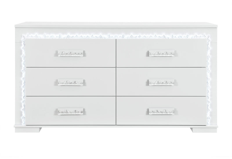 Naomi Silver Marble Dresser With Led - NAOMI-SILVER MARBLE-DR W/ LED