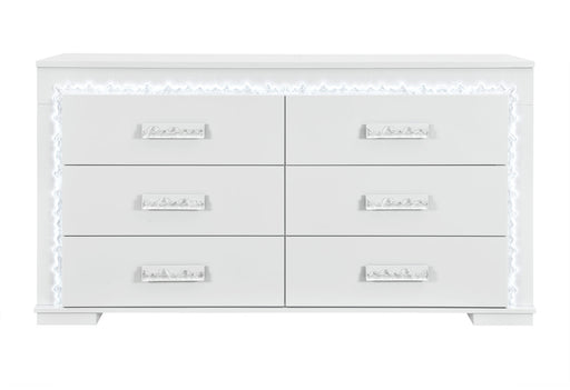Naomi Silver Marble Dresser With Led - NAOMI-SILVER MARBLE-DR W/ LED