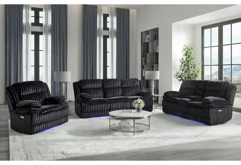 U8686 Black Pwr Rec Sofa W/ Led/Pwr Console Rec Loveseat W/Led - U8686-BLACK P1-PRS/PCRLS W/LED
