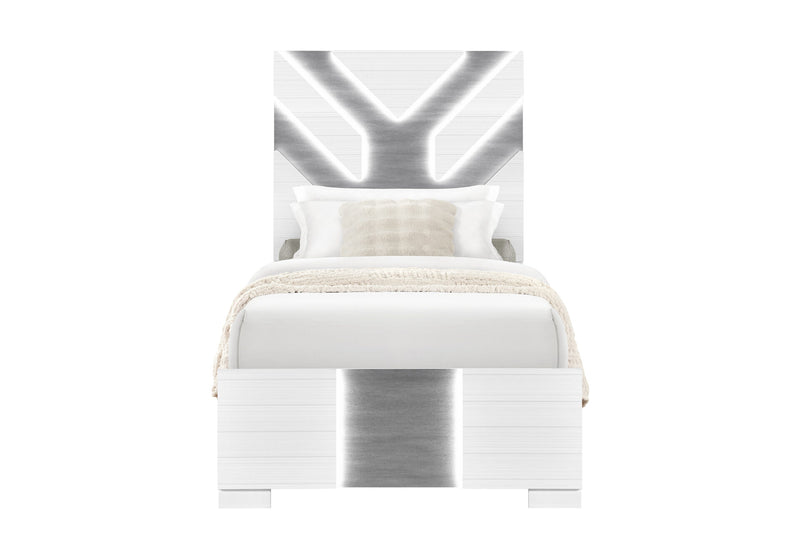 Optimus Wht Full Bed With Led - OPTIMUS-WHT/GRY-FB W/LED
