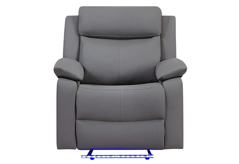 U6026 Grey Pu 46A Glider Recliner With Led - U6026-GREY PU 46A-GR W/ LED